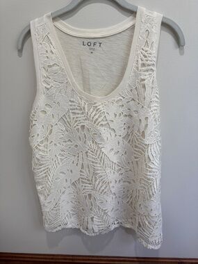 LOFT White Lace Cutout Tank Top